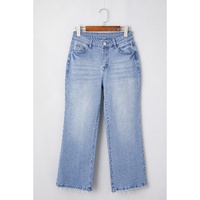 Beau Blue Mineral Wash Raw Hem High Waist Flared Jeans - 4 US