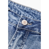 Dusk Blue High Rise Ripped Distressed Hem Flared Jeans - 4 US