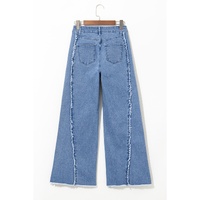 Beau Blue Vintage Stitching Raw Hem Flared Jeans - 8 US