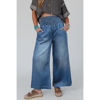 Ashleigh Blue Smocked Waist Wide Leg Jeans - S