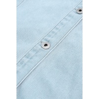 Sky Blue Flap Pocket Buttoned Raw Hem Denim Jacket - M