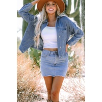 Wild Wind Washed Oversize Pocketed Denim Jacket - XL