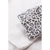White Contrast Leopard Denim Jacket - M