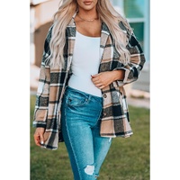 Azura Exchange Plaid Print Buttoned Shirt Jacket - M