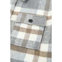 Brown Plaid Print Pocket Women Shacket - S