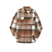 Brown Plaid Flap Pockets Shacket - 2XL