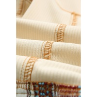 Button Up Pockets Striped Color Block Corduroy Jacket - L