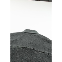 Gray Corduroy Trim Elbow Patch Sherpa Jacket - M