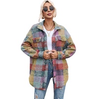 Multicolor Brushed Plaid Pocketed Oversize Shacket - L
