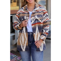 Multicolor Aztec Print Button-Up Oversized Jacket - L