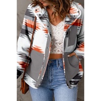 Multicolour Aztec Fleece Patchwork Snap Button Jacket - S