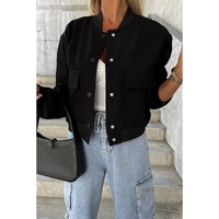 Black Big Pockets Baseball Collar Jacket - XL