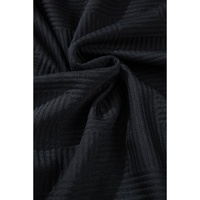 Black Solid Textured Stand Neck Zipper Bomber Jacket - S