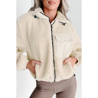 Jet Stream Zip-up Pocketed Hooded Sherpa Jacket - L