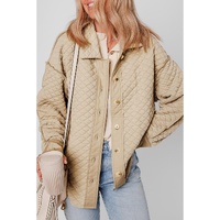Jet Stream Solid Color Quilted Puffer Buttoned Shacket - 2XL