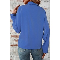 Dusk Blue Collar Tab Sleeve Zip Up Flap Detail Jacket - M