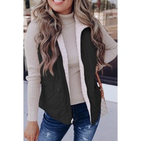 Black Fleece Lined Quilted Zip up Vest Coat - XL