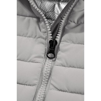 Silvery Plush Collared Quilted Zipped Puffer Vest - L