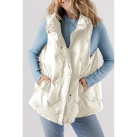 Azura Exchange White Quilted High Neck Zip Up Jacket Vest - XL