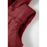 Clay Zip-up Side Pockets Hooded Puffer Vest - M