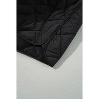 Black Quilted High Neck Button Up Pocket Vest Coat - L