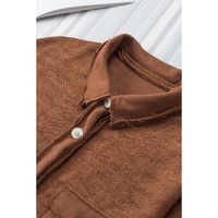 Azura Exchange Brown Contrast Flap Pockets Relaxed Shacket - L