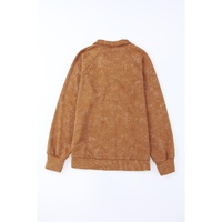 Khaki Vintage Washed Flap Pocket Button Shacket - L
