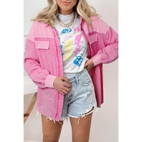 Rose Mineral Washed Cotton Shacket - XL