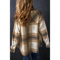 Multicolour Plaid Print Flap Pocket Button Up Shacket - XL