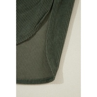 Jungle Green Oversized Corduroy Contrast Hooded Shacket - L