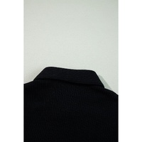 Black Solid Color Corduroy Buttoned Long Sleeve Shacket - L