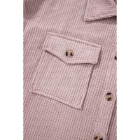 Light Pink Corduroy Flap Pocket Button Up Shacket - L