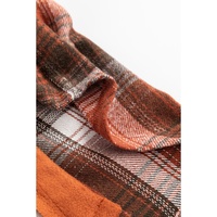 Khaki Colorblock Plaid Pattern Flap Pockets Buttoned Shacket - XL