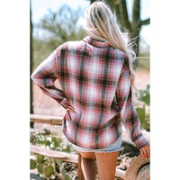Pink Plaid Flap Pocket Button Up Shacket - 2XL