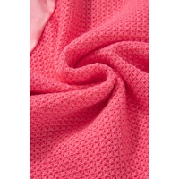 Peach Blossom Two Tone Contrast Waffle Knit Buttoned Loose Shacket - L