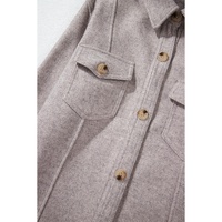 Light Grey Turn Down Collar Flap Pockets Buttoned Shacket - M