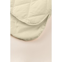 Beige Quilted Snap Button Hooded Coat - M
