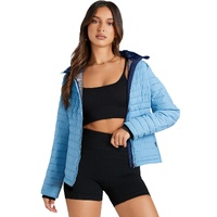 Myosotis Solid Color Quilted Zip-up Puffer Jacket - M