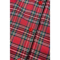 Red Plaid Printed Shirt and Pants Plus Size Lounge Set - 2X
