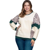 Leopard Colorblock Patchwork Dolman Sleeve Plus Size Top - 3X