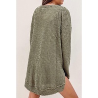Moss Green Plus Size Textured Knit Long Sleeve Top - 1X