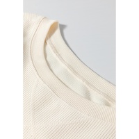 White Solid Color Waffle Knit Drop Shoulder Plus Size Sweatshirt - 1X