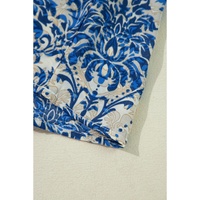 Blue Plus Size Ethnic Printed 3/4 Sleeve V Neck Loose Blouse - 2X