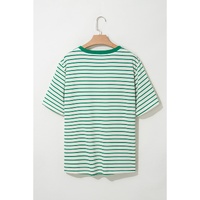 Green Stripe Plus Size St Patricks Day Round Neck T Shirt - 3X