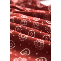 Red Plus Size Square Neck Printed Peplum Top - 3X