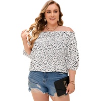 Cheetah Spotted Plus Size Off Shoulder Blouse - 2X