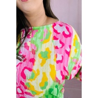 Multicolour Leopard Color Block Knitted Crewneck Plus Size T Shirt - 3X