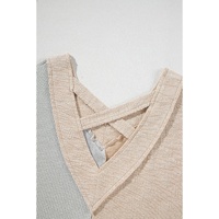 Ashleigh Blue Plus Size Textured Colorblock Patchwork V Neck Top - 4X