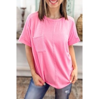 Bonbon Corded Patchwork Pocketed Plus Size T Shirt - 1X