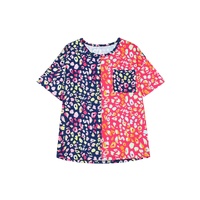 Plus Size Leopard Colorblock Short Sleeve Top - 2X